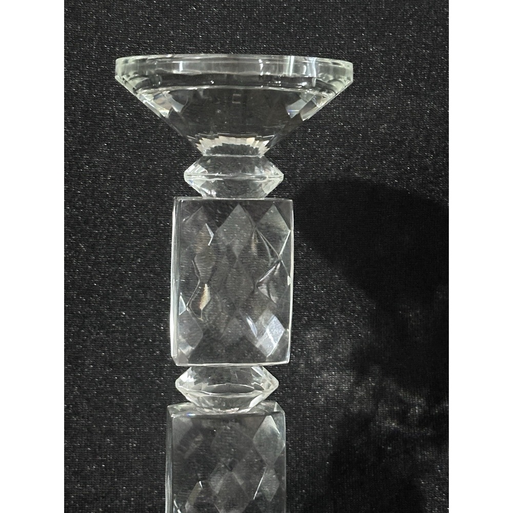 Lafayette Crystal candle holder 10 1/2" Beautiful Square Pattern Cut - Picture 5 of 16